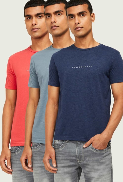 FAHRENHEIT Men Printed Crew Neck Regular Fit T-shirt - Set of 3