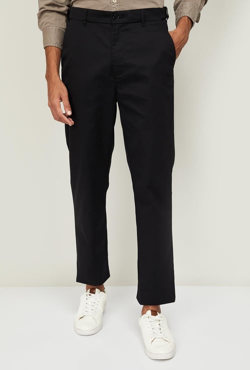 COLORPLUS Men Solid Slim Fit Casual Trousers
