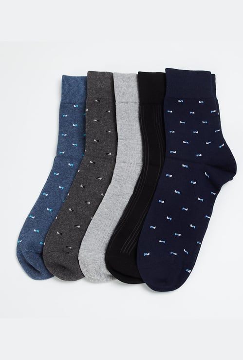 CODE Men Textured Ankle-Length Socks- Pack of 5
