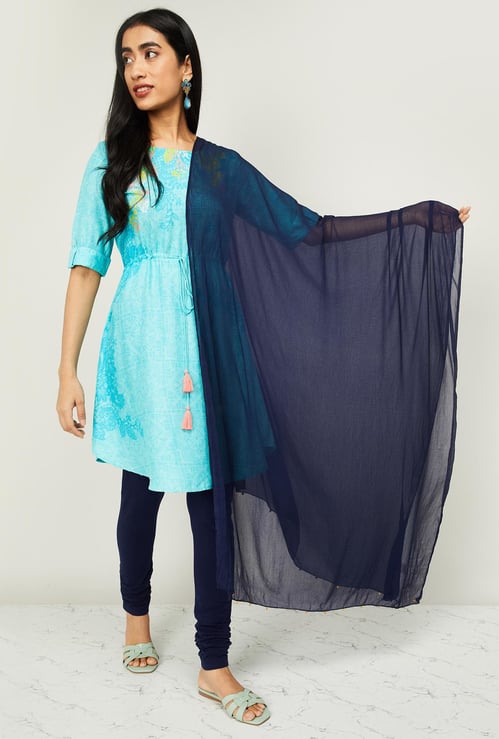 MELANGE Solid Dupatta with Embellished Border