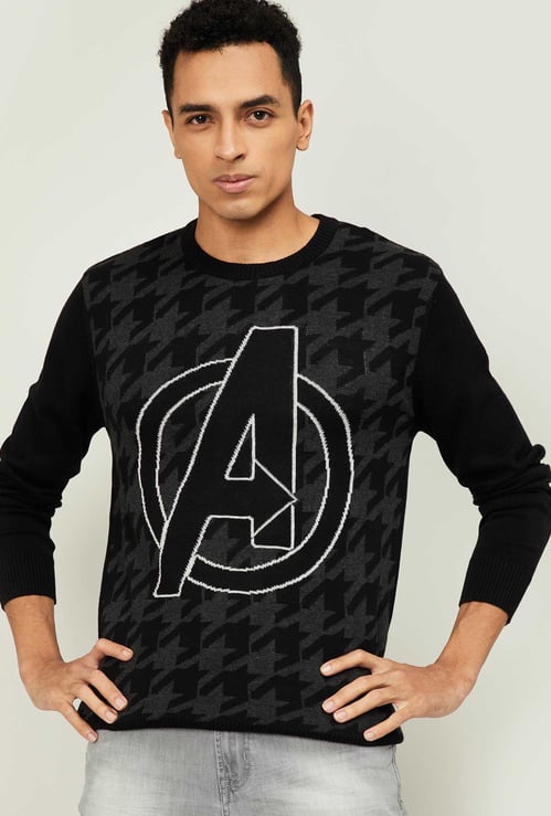 FREE AUTHORITY Men The Avengers Pattern Houndstooth Sweater
