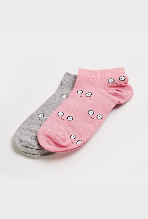 GINGER Women Woven Design Socks- Set of 2