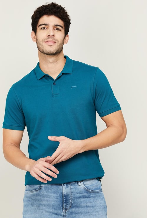 FAME FOREVER Men Solid Regular Fit Polo T-shirt
