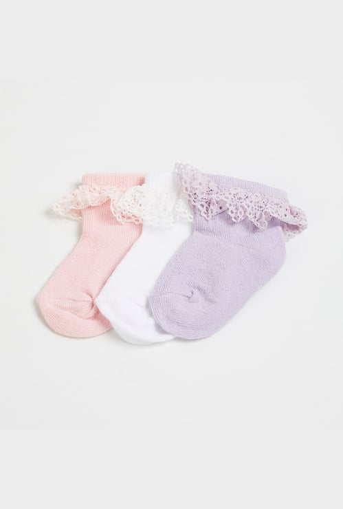 FAME FOREVER Girls Textured Socks - Pack of 3 - 0-2 Years