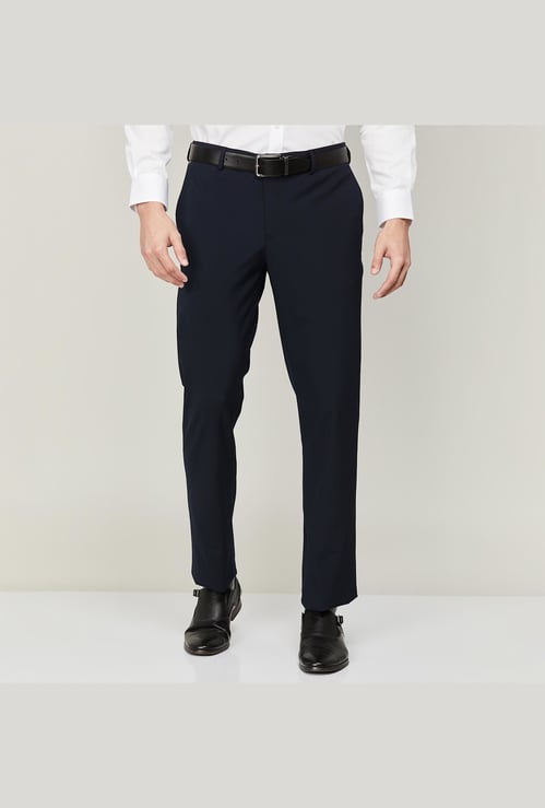 BLACKBERRYS Men Solid Full-Length Super Slim Fit Formal Trousers