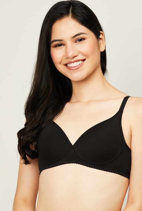 ENAMOR Women Solid Plunge Padded Non-Wired Bra