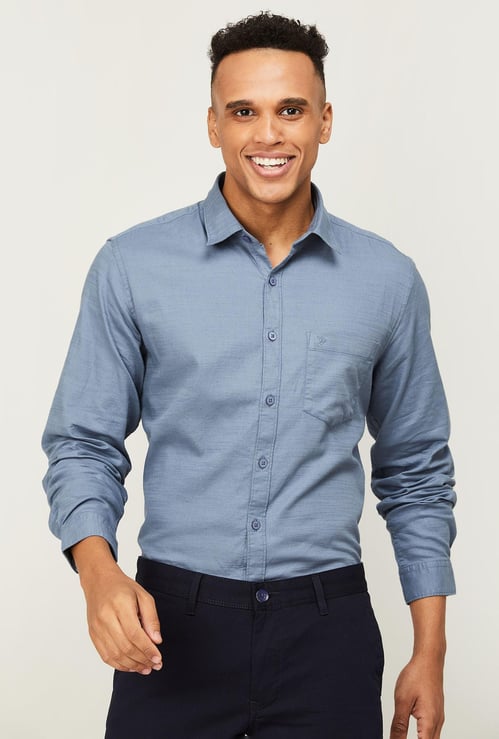 CODE Men Textured Slim Fit Casual Shirt