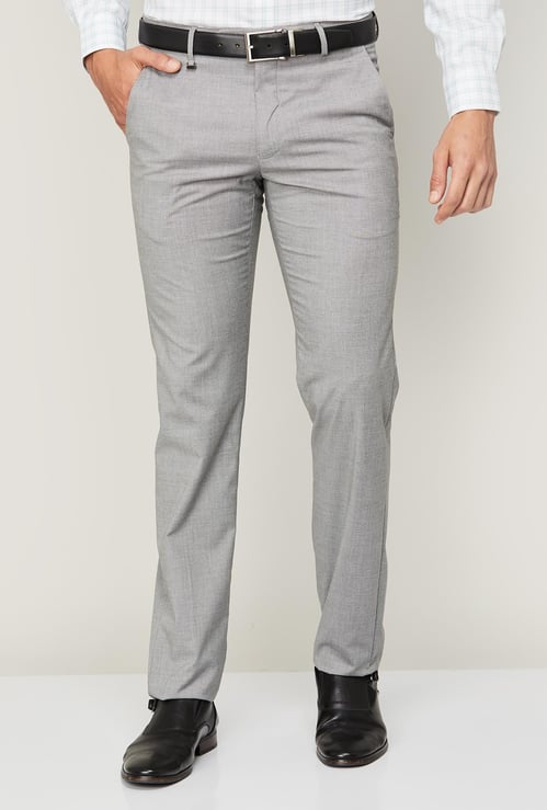 VAN HEUSEN Men Textured Slim Tapered Formal Trousers