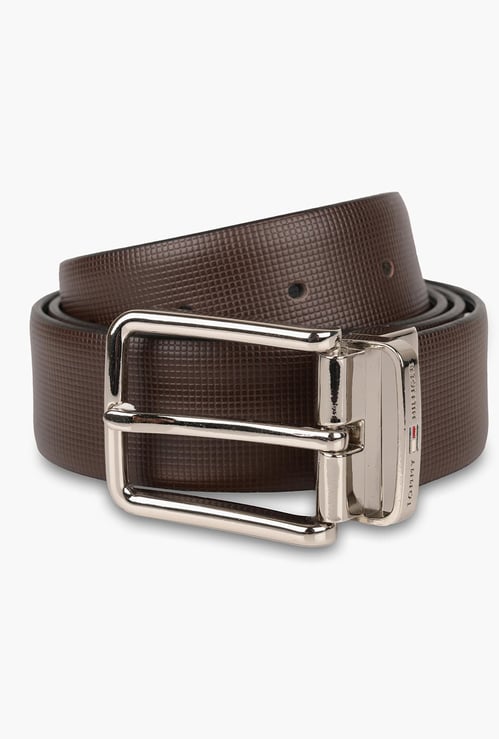 TOMMY HILFIGER Genuine Leather Textured Formal Belt