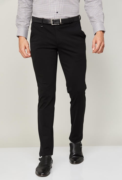 VAN HEUSEN Men Solid Full-Length Super Slim Formal Trousers