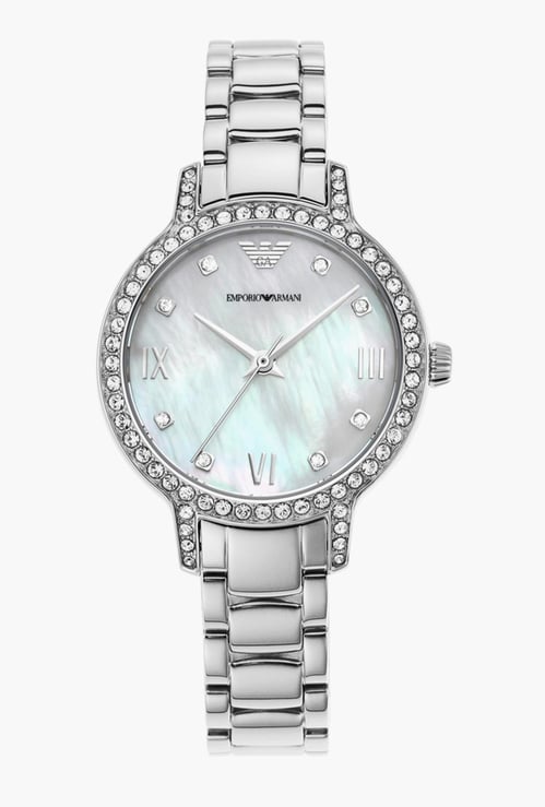 EMPORIO ARMANI Women Embellished Analog Watch with Stainless Steel Strap - AR11484