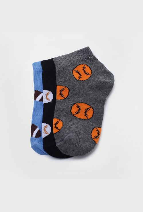 FAME FOREVER Boys Printed Ankle Length Socks - Set Of 3