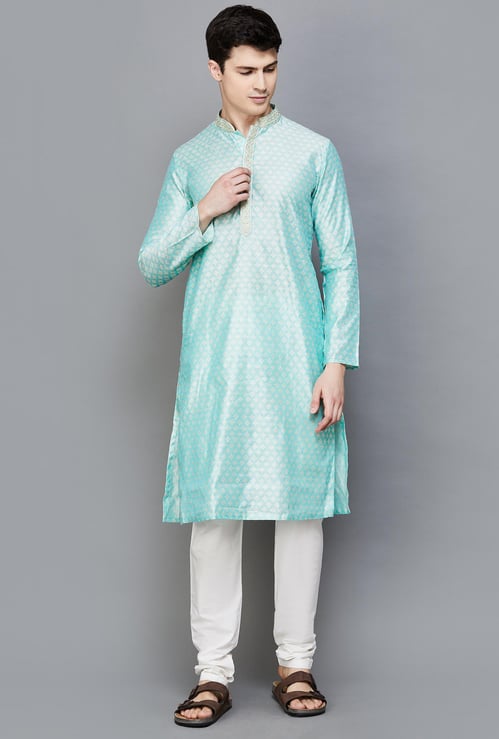 MANYAVAR Men Jacquard Straight Kurta Set