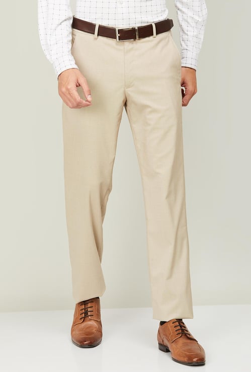 VAN HEUSEN Men Solid Slim Tapered Formal Trousers