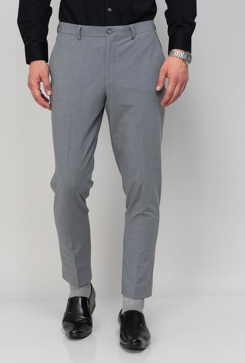 CODE Men Solid Super Slim Fit Formal Trousers