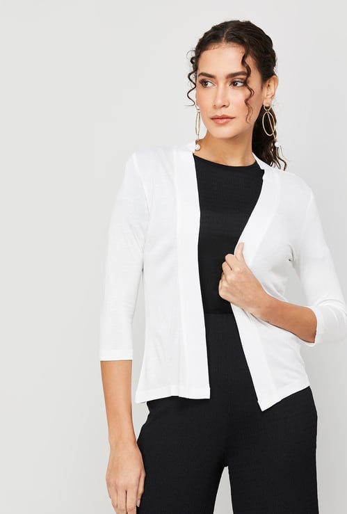 CODE Women Solid Front-Open Shrug