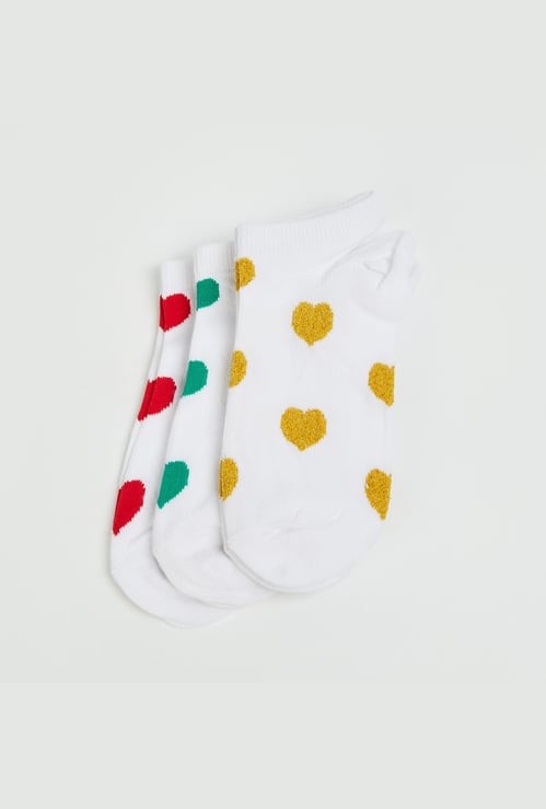 GINGER Women Heart Printed Ankle-Length Socks - Pack of 3