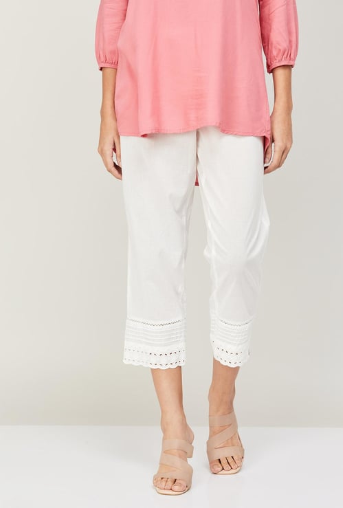 BIBA Women Solid Drawstring Straight Pants