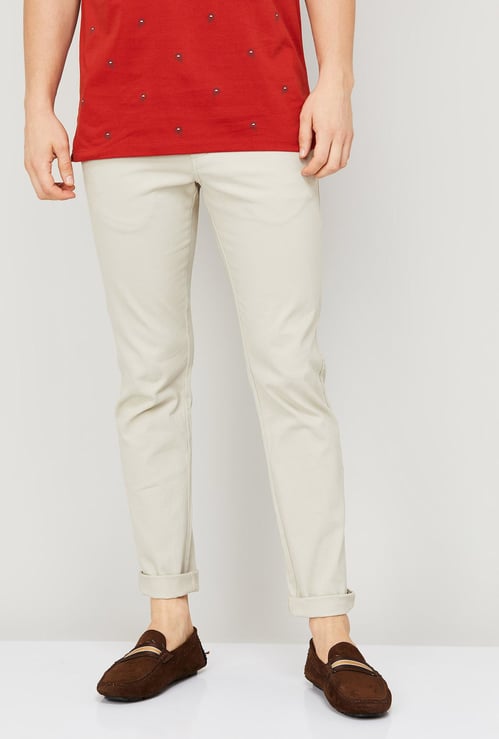 CODE Men Solid Slim Tapered Casual Trousers