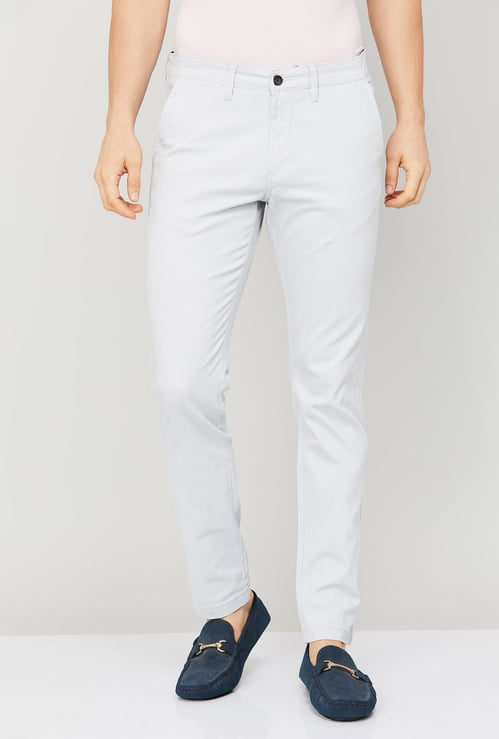 CODE Men Solid Slim Tapered Casual Trousers