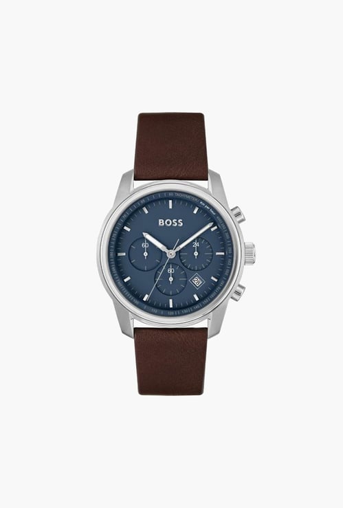 BOSS Trace Men Chronograph Watch with Leather Strap - 1514002