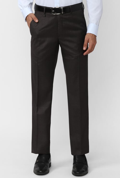 VAN HEUSEN Men Slim Tapered Flat Front Formal Trousers