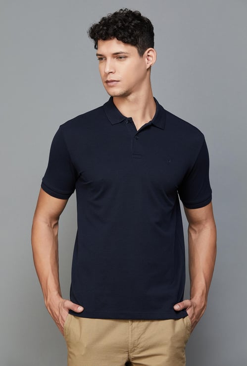 ALLEN SOLLY Men Solid Regular Fit Polo T-shirt