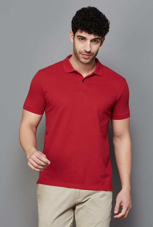 ALLEN SOLLY Men Solid Polo T-shirt