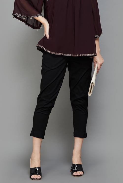 MELANGE Solid Straight Pants