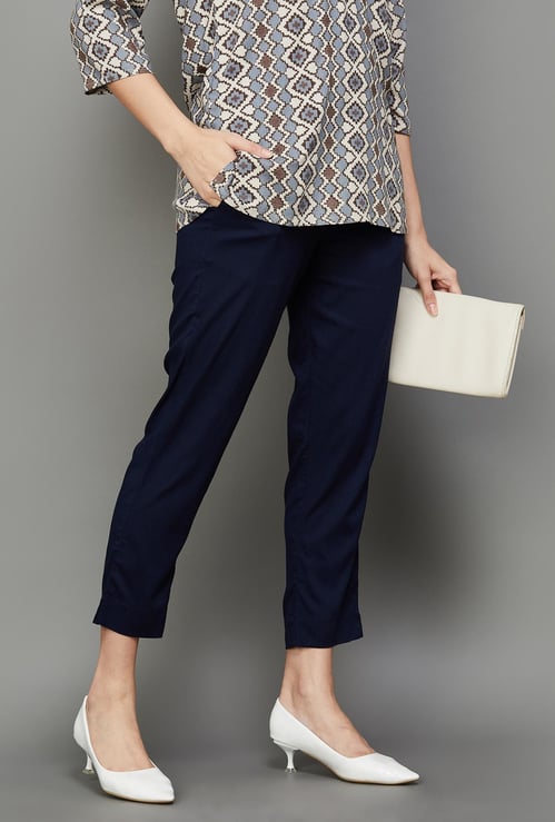 MELANGE Solid Straight Pants