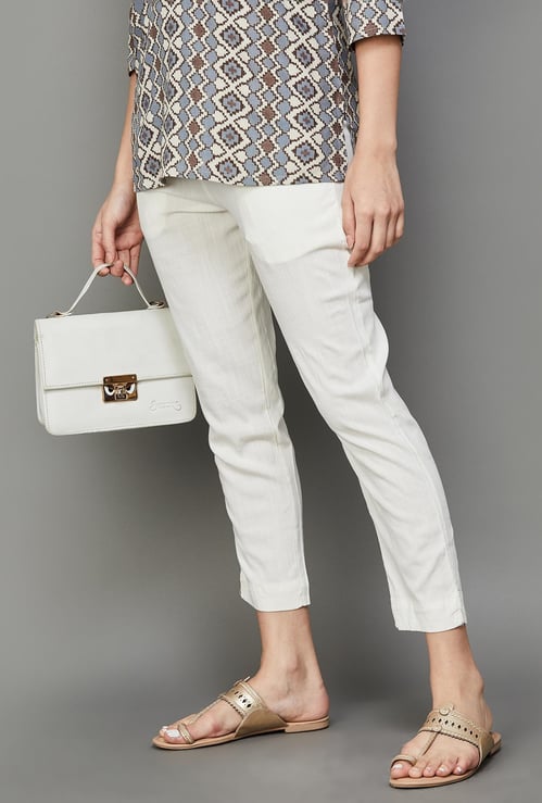 MELANGE Solid Straight Pants