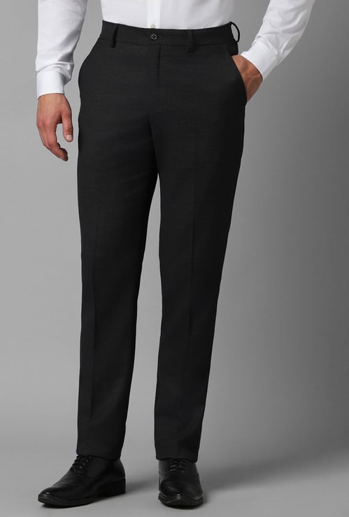 LOUIS PHILIPPE Men Solid Slim Straight Formal Trousers