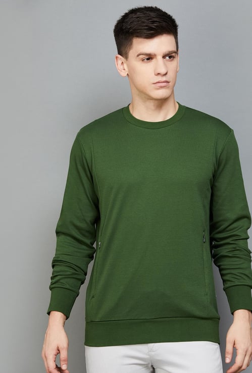 FAHRENHEIT Men Solid Crew Neck Sweatshirt