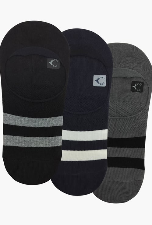 ALLEN SOLLY Men Striped No-Show Socks - Pack of 3