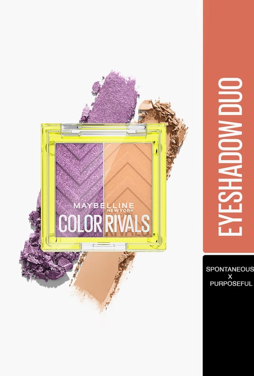 MAYBELLINE NEW YORK Color Rivals Longwear Duo Eyeshadow Palette- Spontaneous X Purposeful - 3gm