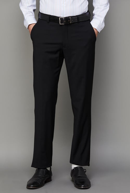LOUIS PHILIPPE Men Solid Slim Straight Formal Trousers