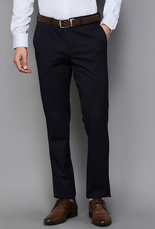 BLACKBERRYS Men Solid Slim Straight Formal Trousers