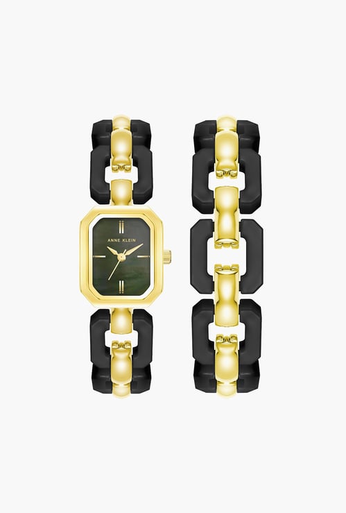 ANNE KLEIN Women Mother of Pearl Analog Watch Set - AKB4078BKSTW