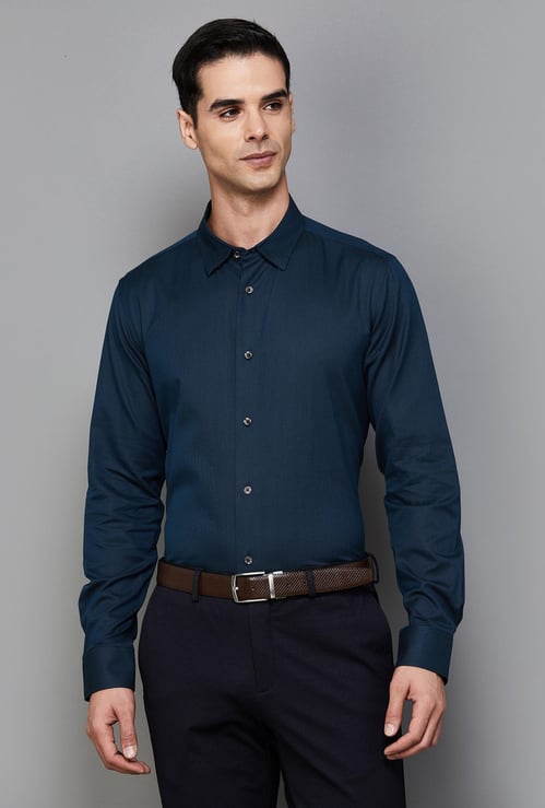 BLACKBERRYS Men Textured Slim Fit Formal Shirt