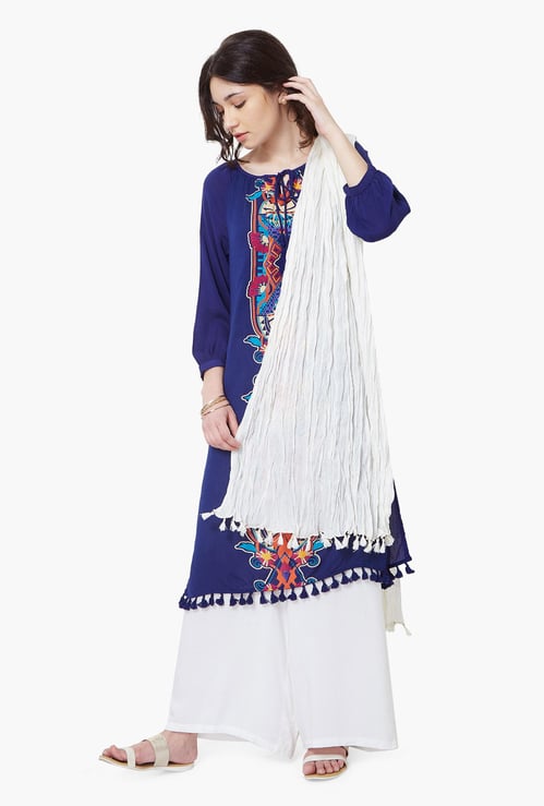 MELANGE Solid Scrunched Dupatta