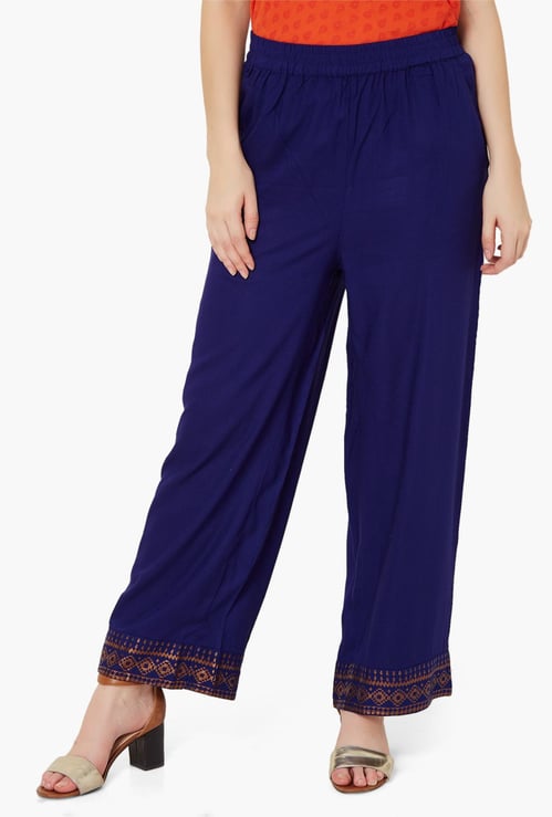 MELANGE Printed Hem Palazzos