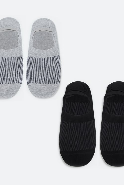 CODE Men Patterned Knit No-Show Socks - Pack of 2