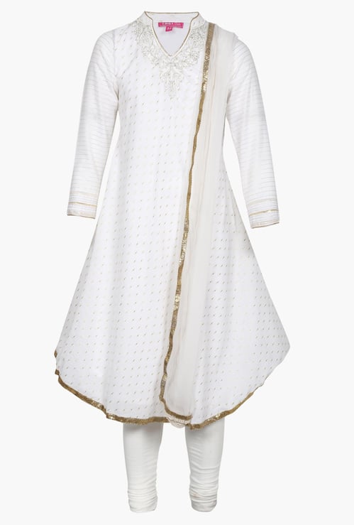 BIBA Sequined Full Sleeves Salwar Kameez Set- 3 Pcs.