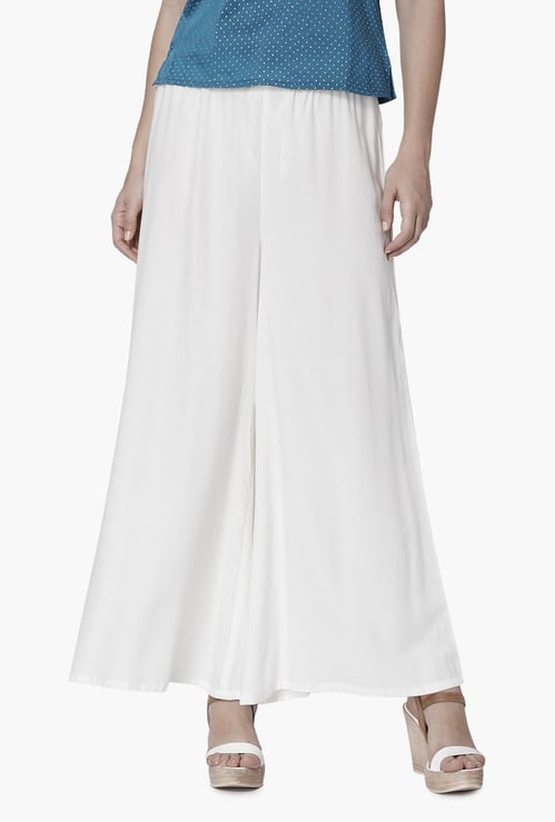 MELANGE Solid Woven Palazzo Pants