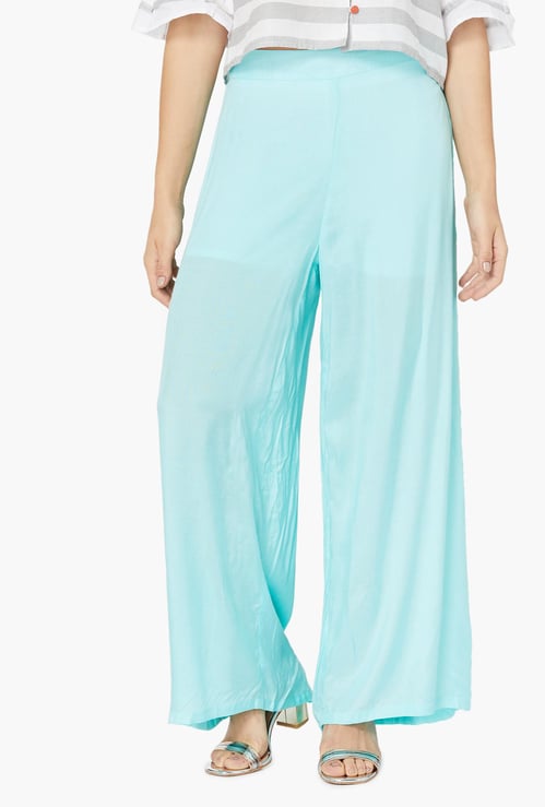 MELANGE Solid Woven Palazzos