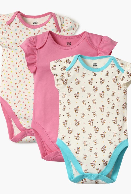 FS Mini Klub Infant Printed Bodysuit Set -3 Pcs.