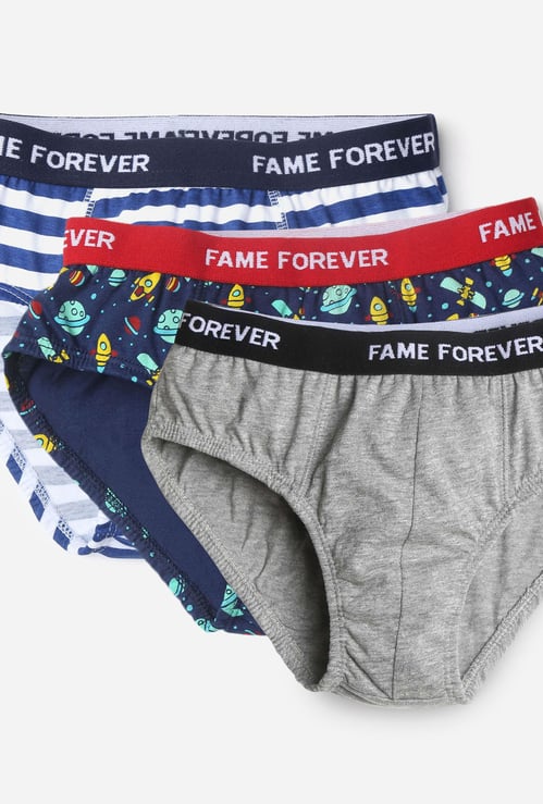 FAME INNERWEAR Printed Knitted Briefs- Pack of 3 Pcs.