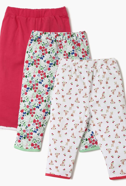 FS MINI KLUB Printed Knitted Leggings- Set Of 3 Pcs.