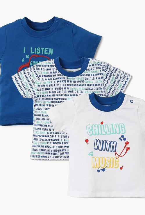 FS MINI KLUB Printed Crew Neck T-Shirt- Set Of 3 PCs.