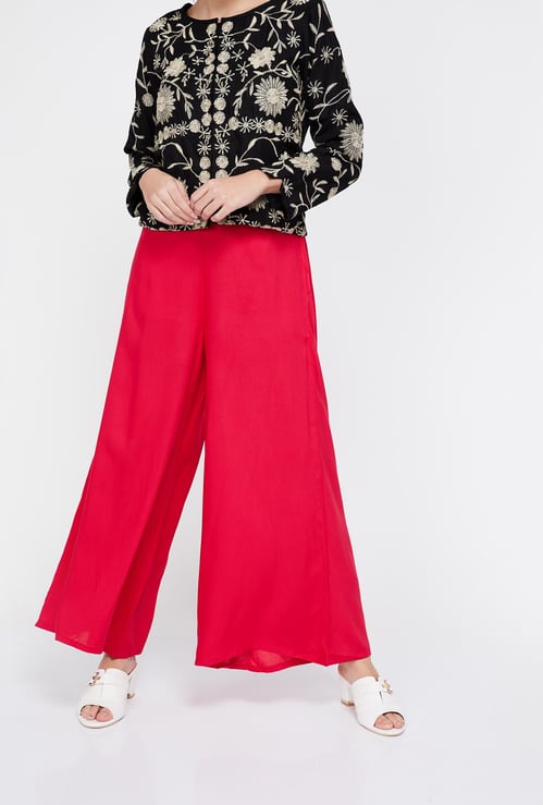 MELANGE Solid Palazzo Pants